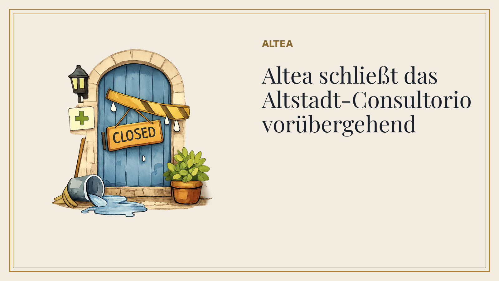 Titelkarte: Altea schließt das Altstadt-Consultorio vorübergehend (mit KI-Illustration).