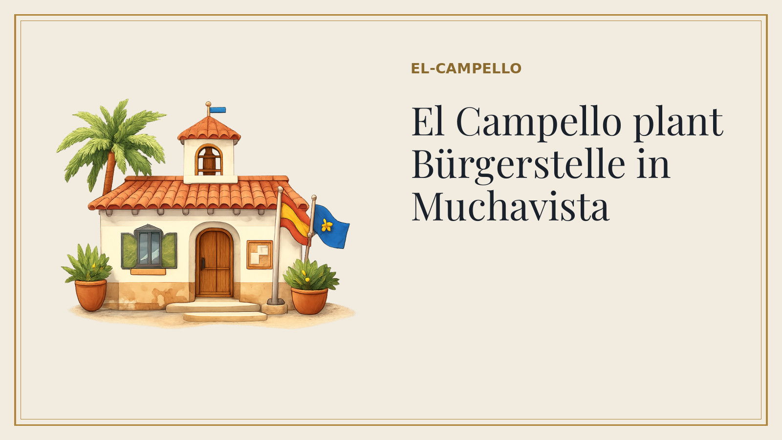 Titelkarte: El Campello plant Bürgerstelle in Muchavista (mit KI-Illustration).